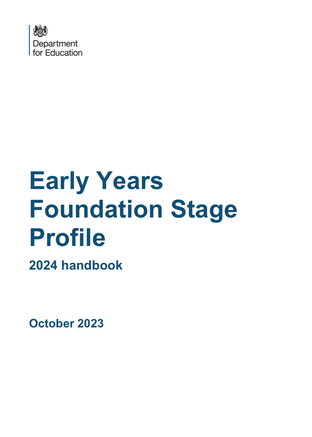 Early Years Foundation Stage Profile Handbook 2024